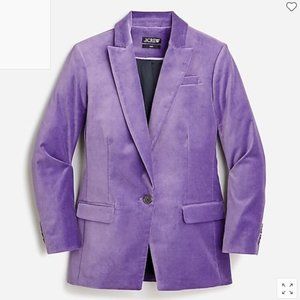 JCrew Willa Blazer in Stretch Velvet, Size 4, color "viola" (violet/purple)
